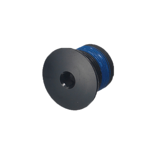 Black spool with blue thread on a white background