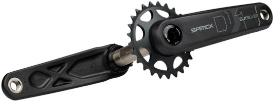 Bicycle crankset with chainring on a white background