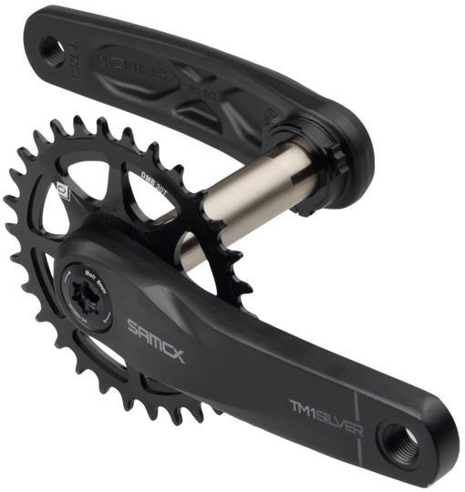 Bicycle crankset with sprocket on a white background