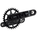 Black bicycle crankset with sprockets on a white background