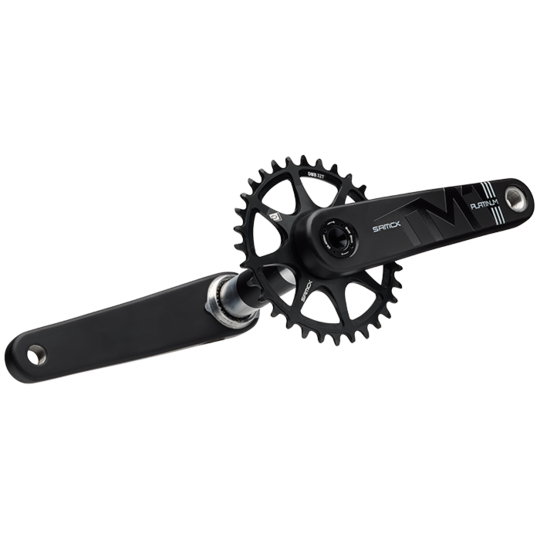 Bicycle crankset with chainring on a white background